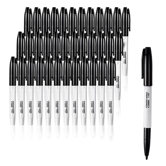 Fine Point Permanent Markers 36 Pack Black Ink Markers Quick Dry Waterproof for Plastic Metal Paper and Crafts