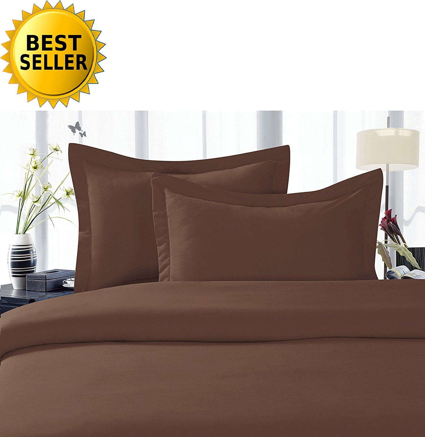 Celine Linen Best, Softest, Coziest Duvet Cover Ever! 1500 Thread Count Egyptian Quality Luxury Super Soft WRINKLE FREE 2-Piece Duvet Cover Set , Twin/Twin XL, Chocolate Brown