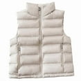 thumbnail image 3 of Zedker Puffer Vest Women Slim Fit Lightweight Stand Collar Quilted Zip Outdoor Puffer Vest Coat,Plus Size WhiteXL, 3 of 3