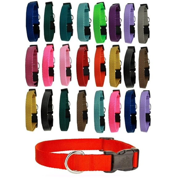 Dog Collar Shelter Rescue Vet Bulk Pack 25 Assorted Color Adjustable Choose Size (X-Small - 6 to 10 Inch)