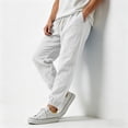 thumbnail image 5 of Mens Linen Pants Casual Summer Elastic Waist Baggy Joggers Lightweight Drawstring Beach Lounge Pants with Pockets, 3XL, 5 of 7