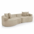 thumbnail image 6 of Modern Cloud 4-Seater Sectional Curved Sofa, Minimalist Compression Living Room Couch, No Assembly Needed, Chenille (Camel), 6 of 11