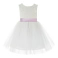 thumbnail image 2 of Ekidsbridal Girl Communion Flower Girl Dress - Knee Length Backless Ivory Lace Dress with Tiebow 206T-A (Size: S-10), 2 of 3
