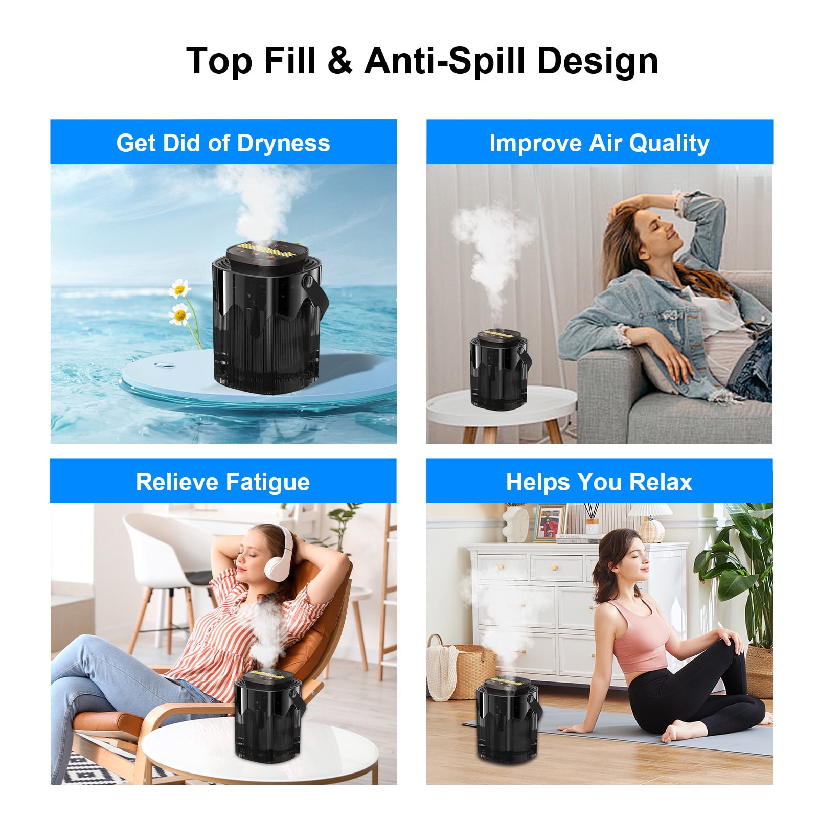 RAPOBRIX 3L Cool & Warm Mist Ultrasonic Humidifier for Bedroom - Quiet Top Fill with Essential Oil Diffuser