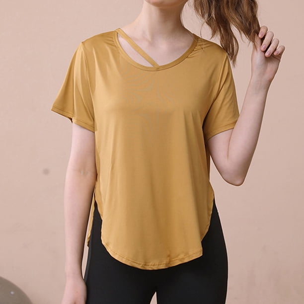 mfyjkho Tops Para Mujer, Camiseta Deportiva De Verano De Manga Corta Para Mujer, Traje De Fitness, Transpirable, De Manga Corta Y Cuello Redondo. Tops Para Mujer Xl