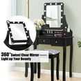 thumbnail image 4 of Costway Vanity Dressing Table Set w/ 10 Dimmable Bulbs Touch Switch Cushion Stool Black, 4 of 10