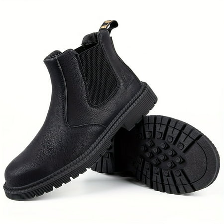 

ASWMXR Men‘s Work Safety Boots Puncture Proof Anti-skid Steel Toe Industrial Construction Outdoor Work Chelsea Boots