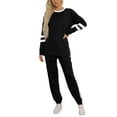 thumbnail image 7 of Rejlun Women Two Piece Outfit Pullover Jogger Set Long Sleeve Sweatsuits Color Block Lounge Sets With Pockets Fitness Tracksuit Black XL, 7 of 7