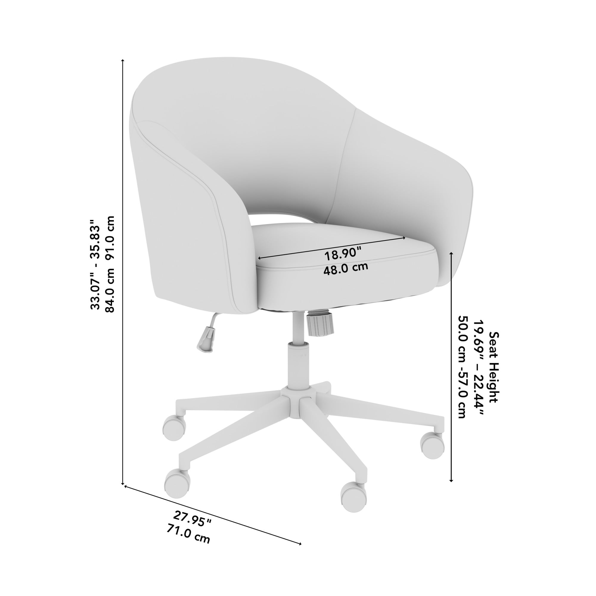 Bush Furniture Fairfax Mid Century Modern Desk Chair for Home Office in Dark Charcoal Fabric