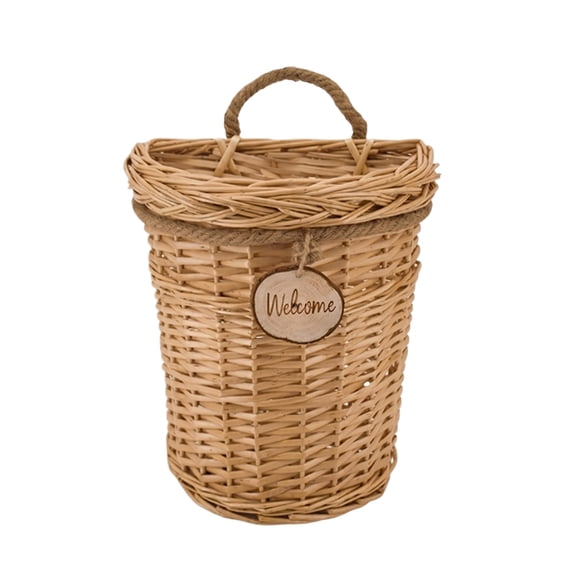 Rustic Woven Wicker Wall Hanging Storage Basket 1 Pack For Front Door Entryway Decor