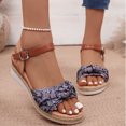 thumbnail image 2 of Women’s Flat Sandals, Soft Straps Slip-on Open Toe Light Weight Elastic Slingback Comfort Casual Walking Sandals Blue 5.5, 2 of 7