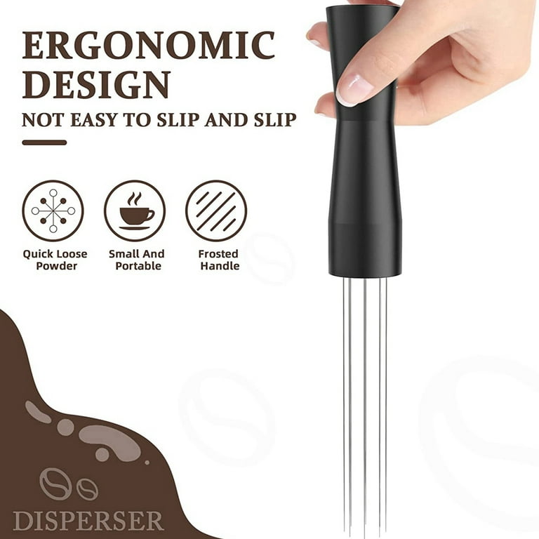WDT Tool - Espresso Distribution Tools for Barista,8 0.24 MM Needles  Espresso Stirrer Tool with Natural Wood Handle and Base Portable  Distributor