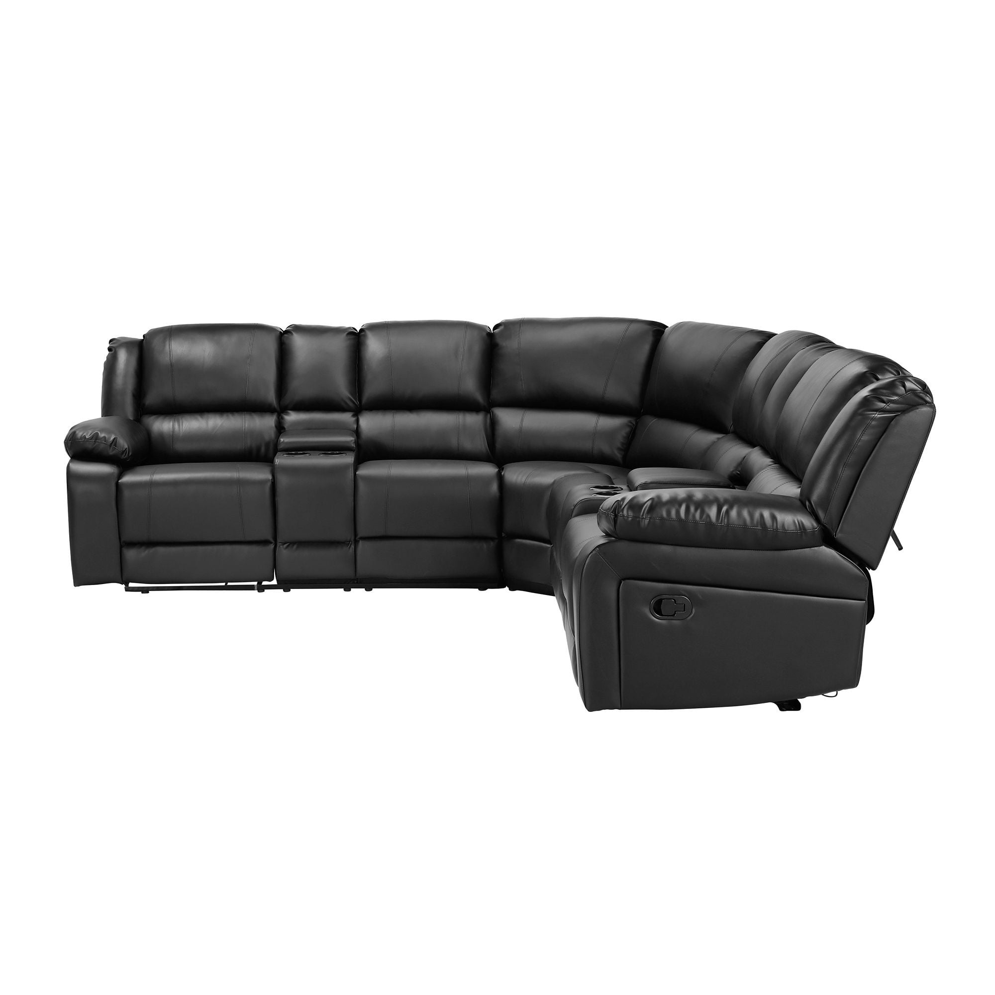 Aufka 5 Seater Sectional Sofa Couch,107" Reclining Sofa Chair for Living Room with Cup Holder,Black