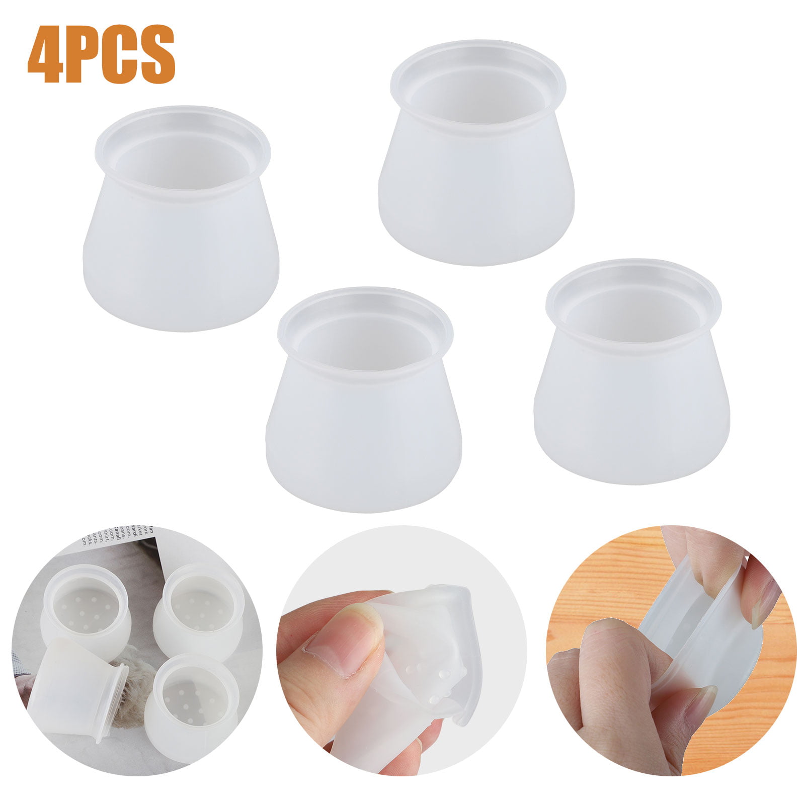 White Intsun Elastic Chair Legs Cups Protection Cover Round Chair Leg Floor Protectors Anti-Slip Bottom Table Feet Pads Prevents Scratches and Noise 40Pcs Silicone Furniture Leg Caps with Felt Pad