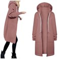 thumbnail image 1 of Hoodies for Women KONBECA Women's Casual Zip up Hoodies, Long Tunic Sweatshirts Jackets, Plus Size Winter Hoodie Warm Coats with Pockets, Fleece Mid Length Hoodies Jackets Outwear Pink S, 1 of 4