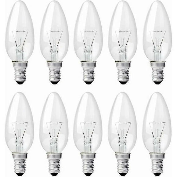 E14 Edison Screw Candle Light Bulbs, 40w Clear Light Bulbs, Dimmable Incandescent Light Bulbs, Flame Light Bulbs, 10 Pack