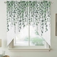 thumbnail image 2 of Green Eucalyptus Leaves Swag Valances for Windows, Kitchen Curtains 36 Inch Length 2 Panels Set, Summer Botanical Weeping Watercolor Short Curtains for Small Windows Rod Pocket Cafe Curtains 28"x36", 2 of 8
