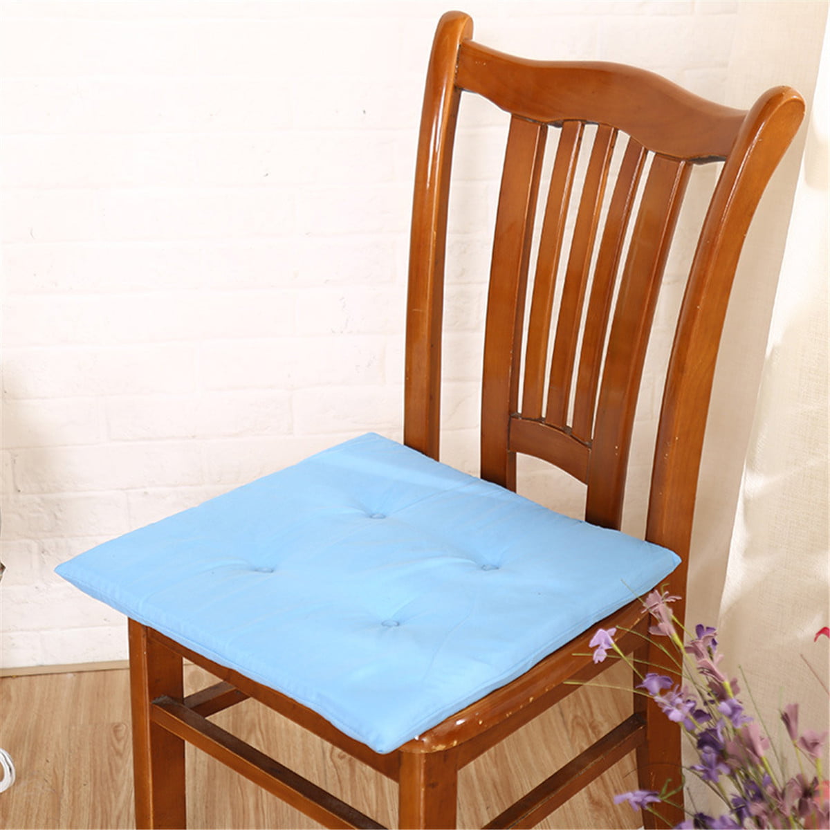 38X38cm Set of 2 Chairs Cushions with Tie Comfortable Non-slip Dining Chair Square Seat Pads Breathable Polyester & Easy to Clean for Home Kitchen Dining Room Office Brown