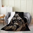 thumbnail image 1 of Erosebridal Kawaii Raccoon Flannel Blanket, Brown Sherpa Throw, Rustic Animal Decor, 1 of 5