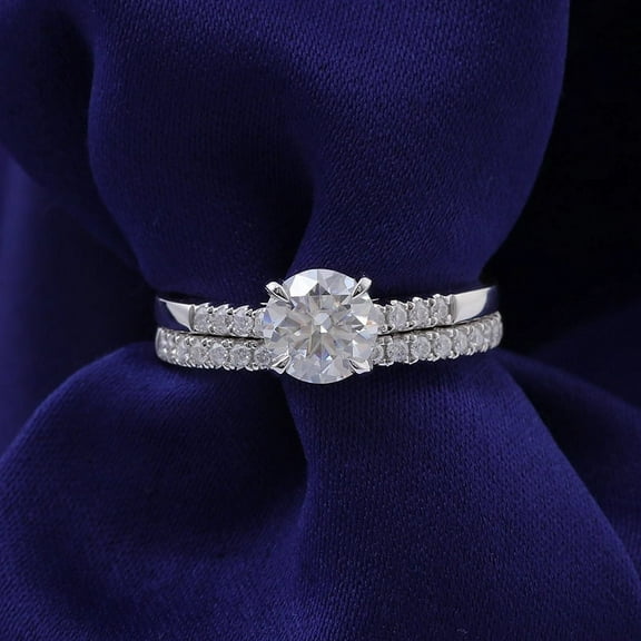 Eloya Jewel 1.5 Ct Round Cut Diamond Wedding Ring for Her – 14K White Gold Plated Bridal Engagement Set – Timeless and Elegant Style for Celebrating Love