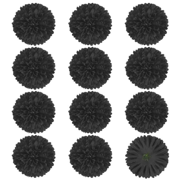 Uxcell 12-Pack Artificial Flower Heads, Fake Chrysanthemum Silk Flowers for DIY Home/Wedding/Centerpieces [Black]