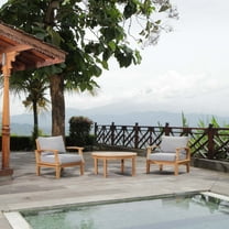 Modway Marina 3 Piece Outdoor Patio Teak Set in Natural Gray