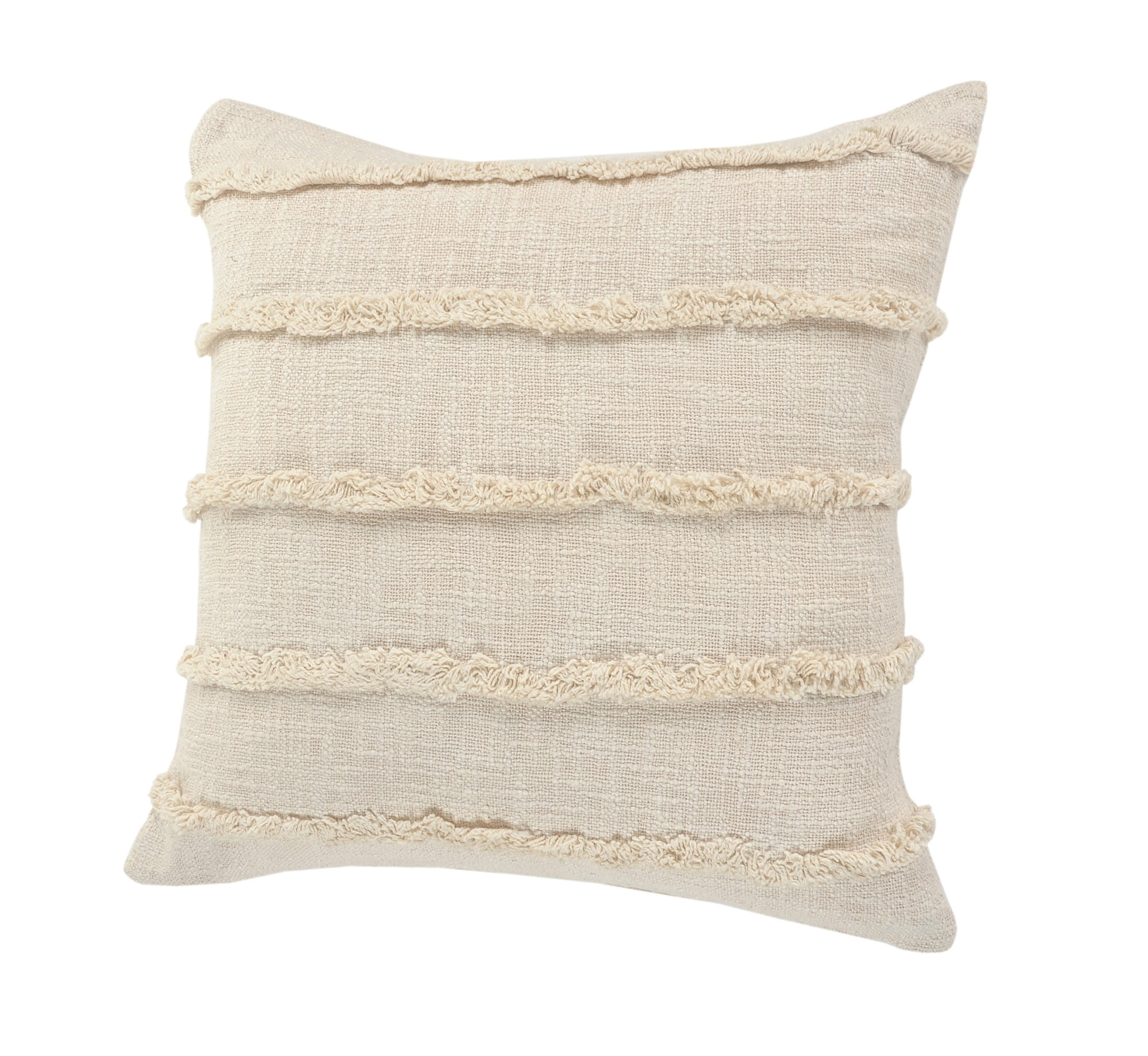 Ox Bay Sindy 20" x 20" Beige Shag Striped Cotton Adult Decorative Throw Pillow Cover