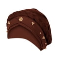 thumbnail image 2 of African Women Turban Caps Pre-Tied Twisted Turbans Head Scarf for Women Hair Wraps Cover Beanie Cancer Chemo Headwear Coffee One Size, 2 of 3