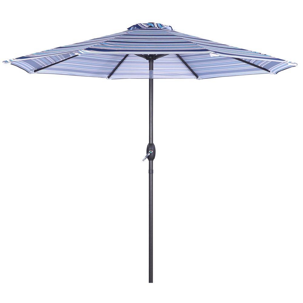 CozyHom 9ft Striped Patio Umbrella Outdoor Market Table Umbrella with