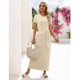 thumbnail image 5 of Merokeety Womens Summer T Shirt Dresses Crew Neck Tie Waist Midi Dress Apricot s, 5 of 6