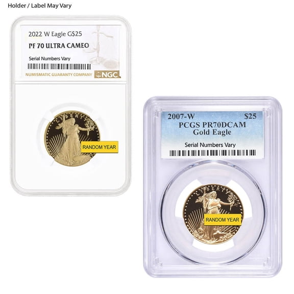 1/2 oz $25 Proof Gold American Eagle NGC/PCGS PF 70 (Random Year)
