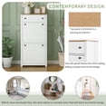 thumbnail image 3 of PORKISS Shoe Cabinet, Wood Entryway Cabinet with 2 Flip Drawers, Modern Shoe Rack with Drawer and Adjustable Panel for Hallway, White, 3 of 11