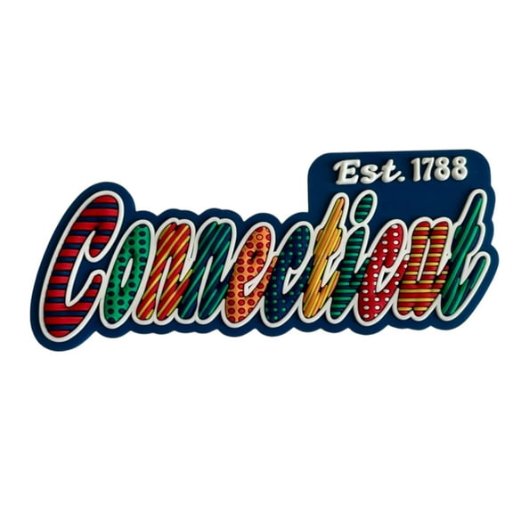 Connecticut Festive Multicolor Letters Fridge Designer Magnet 3.25" x 1.25"