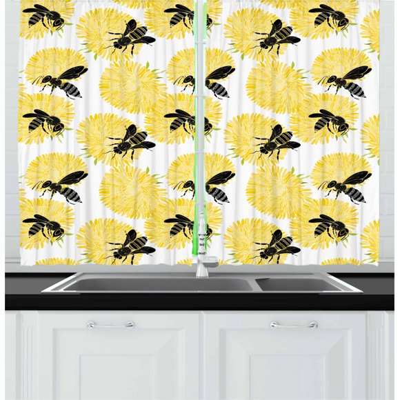 Bee Kitchen Curtains