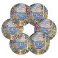 thumbnail image 7 of Yayeee 6 PCS Drink Coasters with Holder Set Woven Absorbent Round Tabletop Hot Pad, Pink Floral Window, 7 of 7
