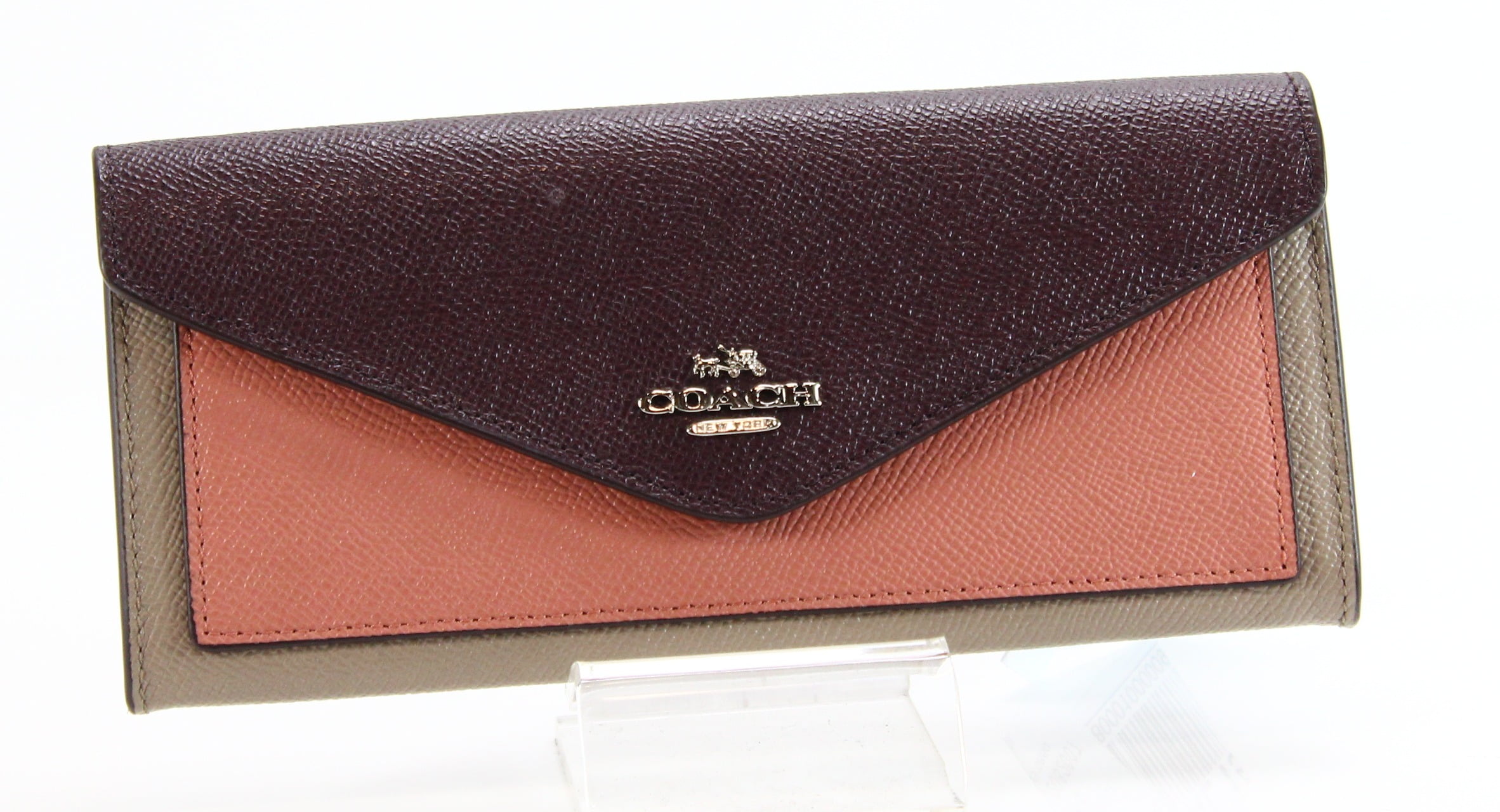 Coach - Coach NEW Silver Stone Melon Colorblock Soft Wallet Envelope Leather - Walmart.com 