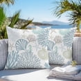 thumbnail image 3 of Light Blue Teal Coastal Throw Pillow Covers 24x24 Inch Set of 2, Summer Beach Coral Shell Ocean Waterproof Outdoor Pillow Covers, Decorative Cushion Pillowcases for Couch, Sofa, Bed, Garden, Patio, 3 of 9