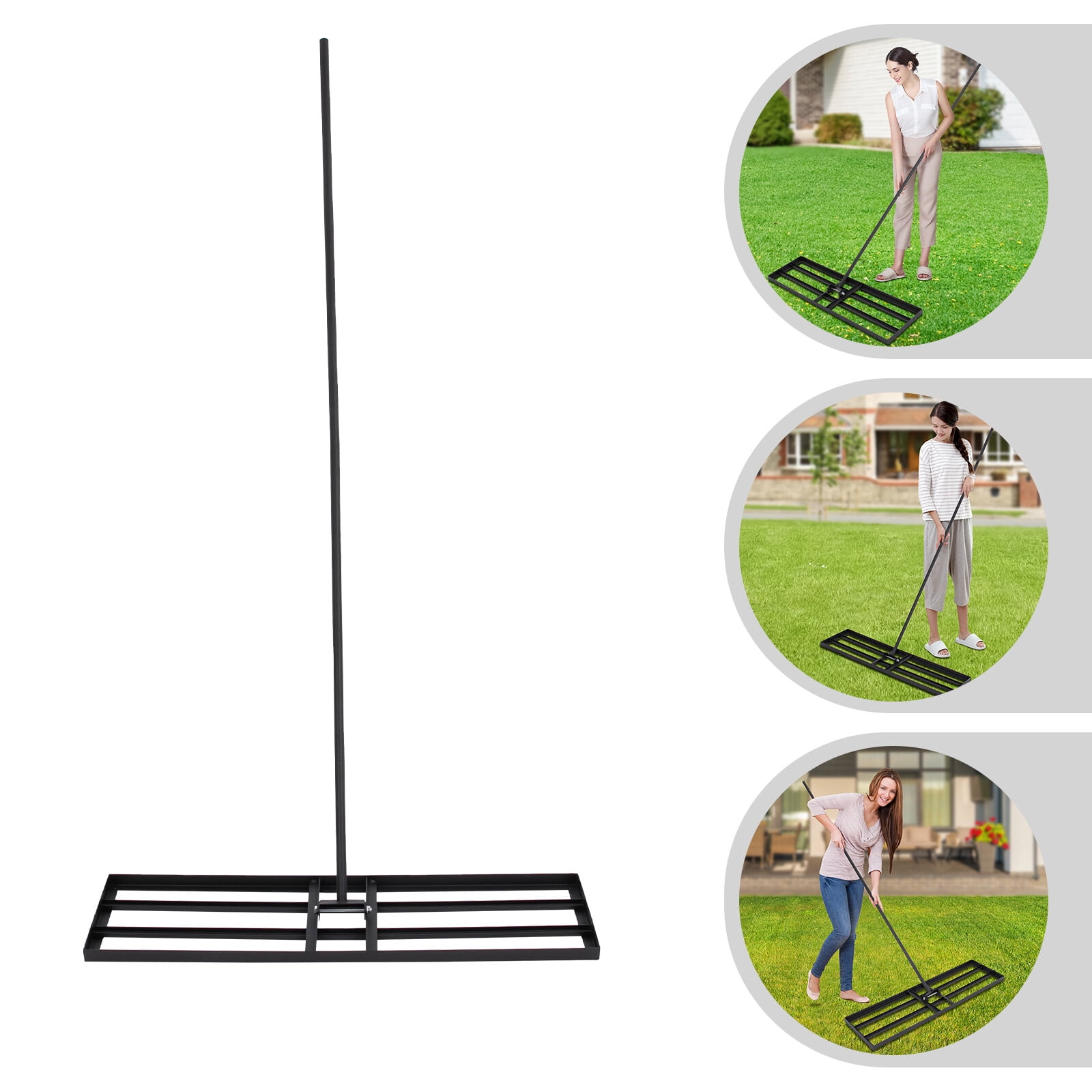 Grassland Leveling Rake, Lawn Leveling Rake 91x25cm Black Soil Leveling Tool, Adjustable Handle for Garden Yard Lawn Care & Soil Preparation