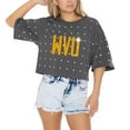 thumbnail image 3 of Women's Gameday Couture Gray West Virginia Mountaineers Go Time Rhinestone Crop T-Shirt, 3 of 5