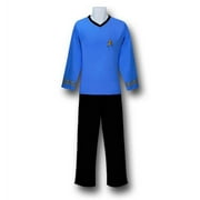Angle View: Adult Spock Officer Uniform Blue Pajama Set