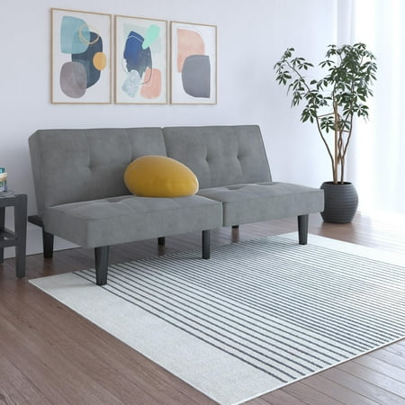 Mainstays Split-back Microfiber Futon, Gray