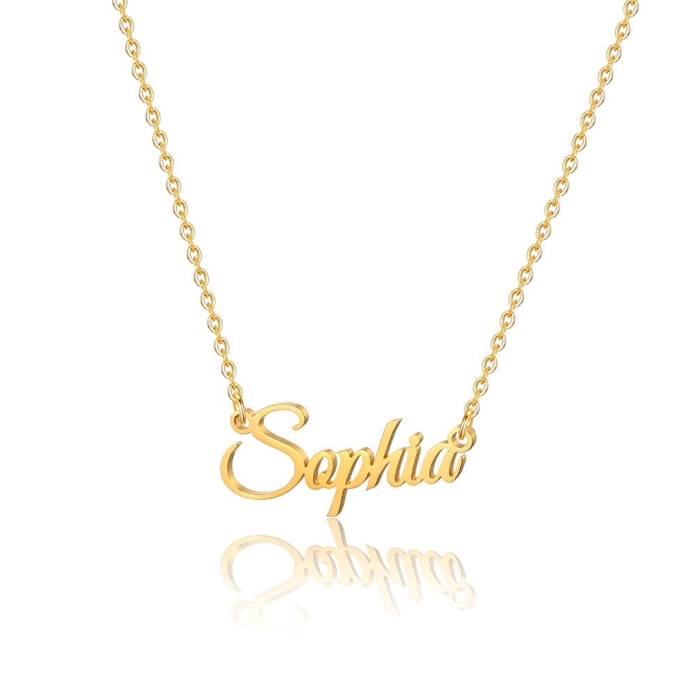 Women Gold Word Necklace Font Necklace 