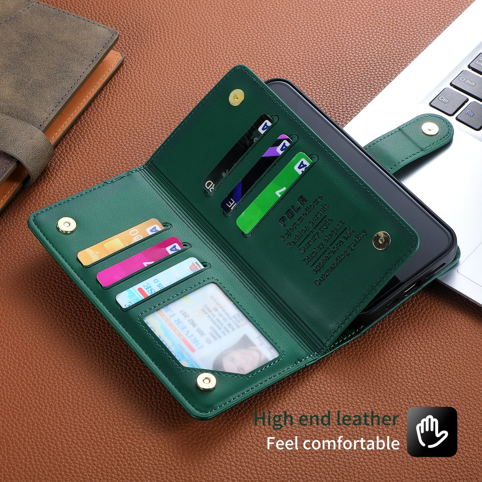 Case for Samsung Galaxy A12 5G Wallet phone case with zipper pocket, wrist strap, flip cover and built-in card slots.
