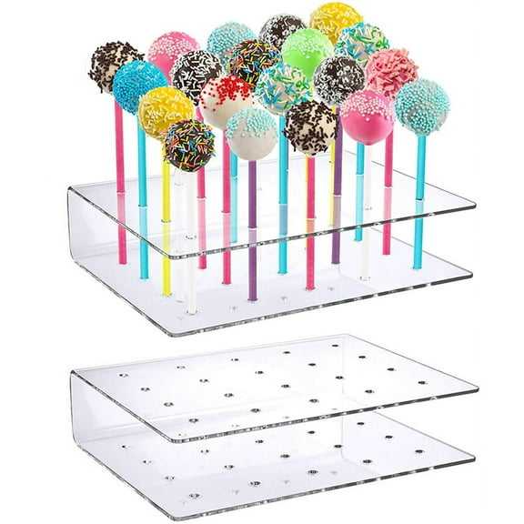 Duety Cake Pop Display Stand, 2Pack 20 Hole Clear Acrylic Lollipop Holder Weddings Baby Showers Birthday Parties Anniversaries Halloween Christmas Candy Decorative (20 Hole)