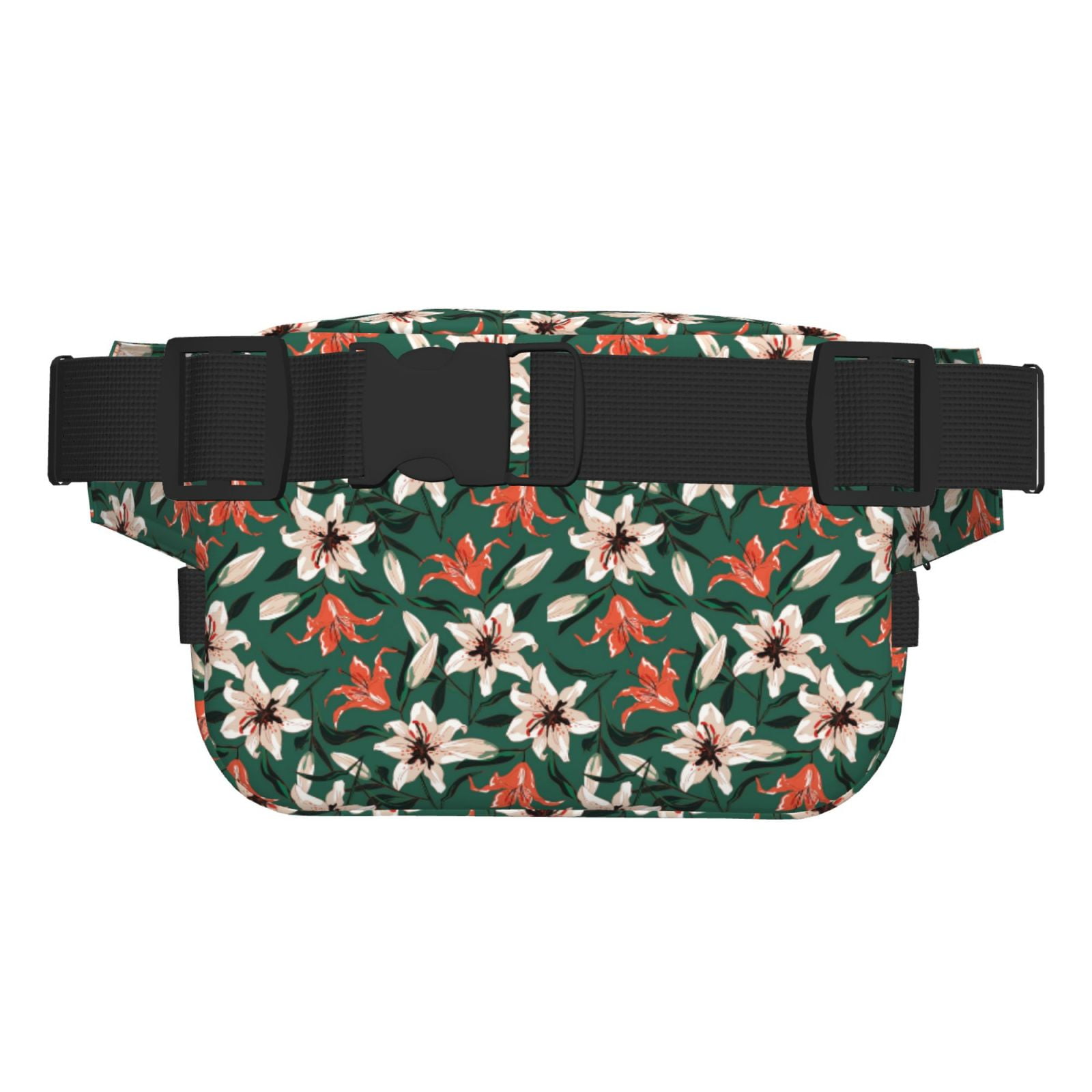 Picia Lilies Flowers Print Square Double-Layer Waist Bag Mini Adjustable Waist Belt Bag Exercise Running Travel Hiking
