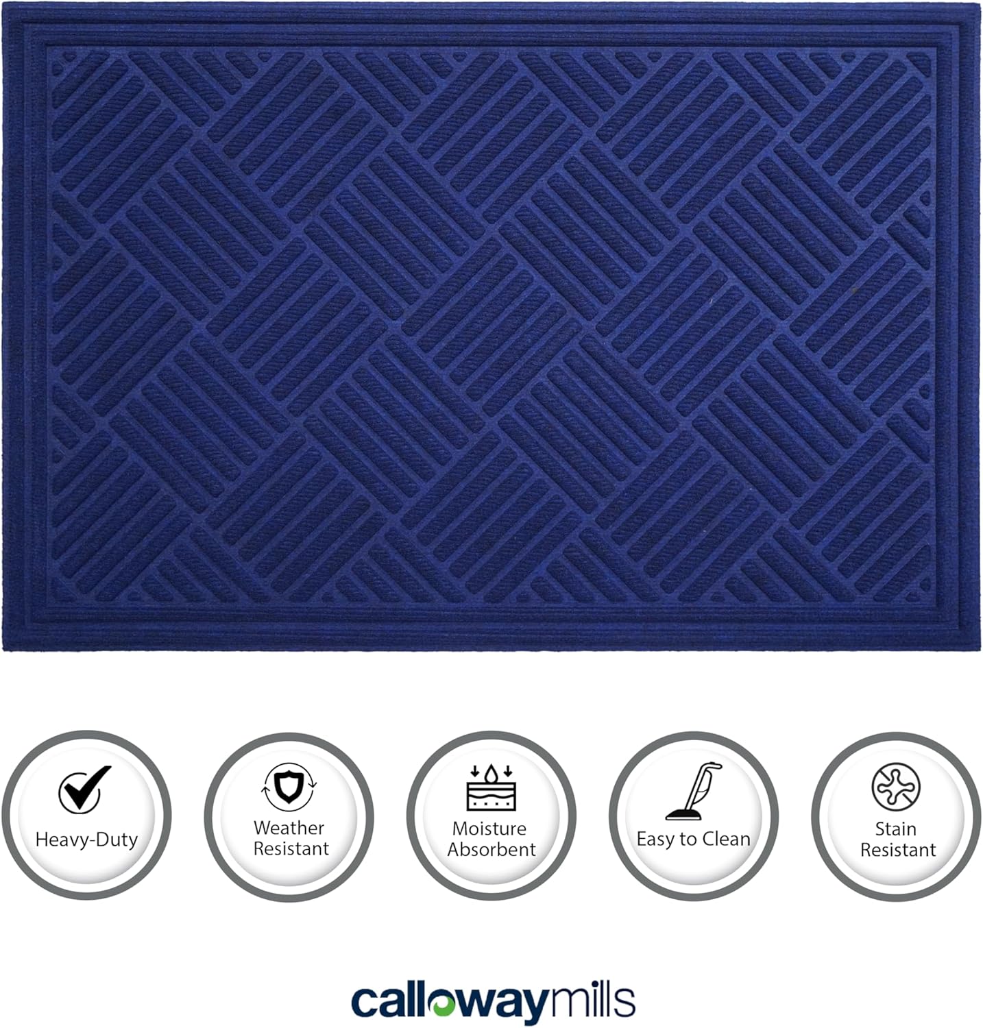 Calloway Mills 113240406 Chess Ribbed Blue Mat 4" x 6"