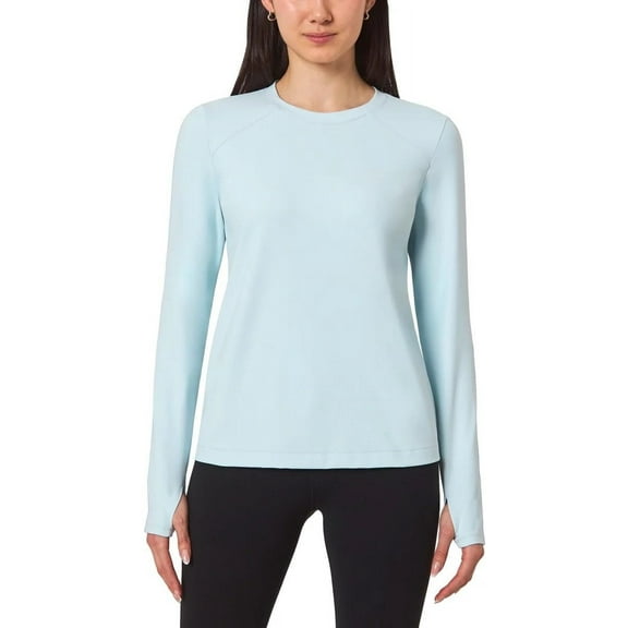 Mondetta Women's Long Sleeve Active Top with Thumb Holes (US, Alpha, Large, Regular, Regular, Nantucket Breeze (Blue))