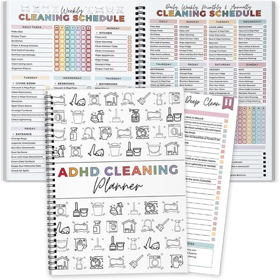 Cleaning Planner, Cleaning Schedule and Checklist Organizer, Daily Weekly Monthly Cleaning Planner for Adults Women, Editable Cleaning Checklist Notebook, Chore Chart for Adults, DIY Home Improvement