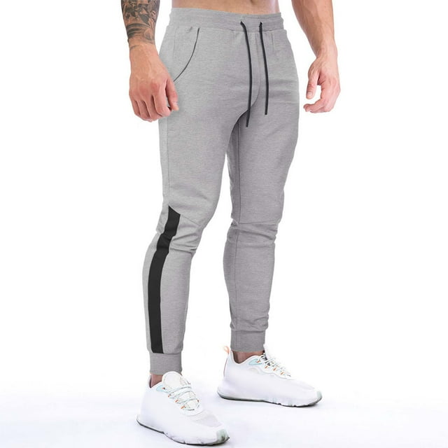 Pantalones largos para hombre, lisos, informales, con cintura elástica y bolsillos, deportivos