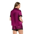 thumbnail image 2 of Women's Lilac+London Satin Short Sleeve Pajama Top & Chiffon Trim Pajama Shorts Color: Cat Lover Size: X SMALL, 2 of 4